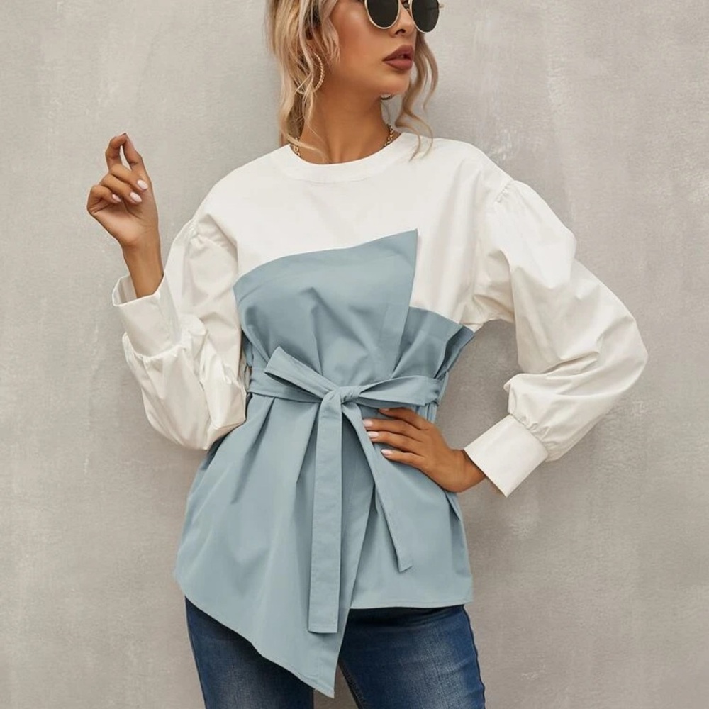 Asymmetric Blue Blouse
